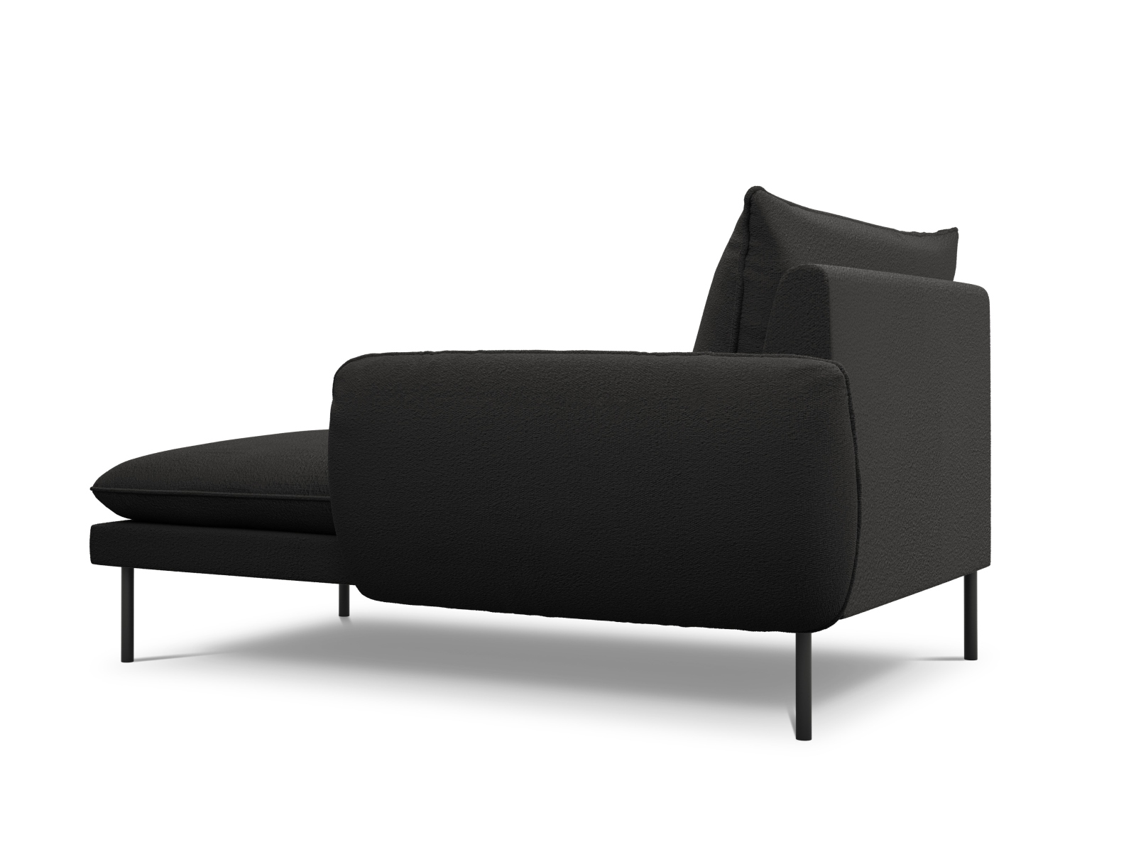 Cosmopolitan Design Chaiselongue Vienna Boucle Ascot Schwarz Rechts Beine Schwarzes Metall