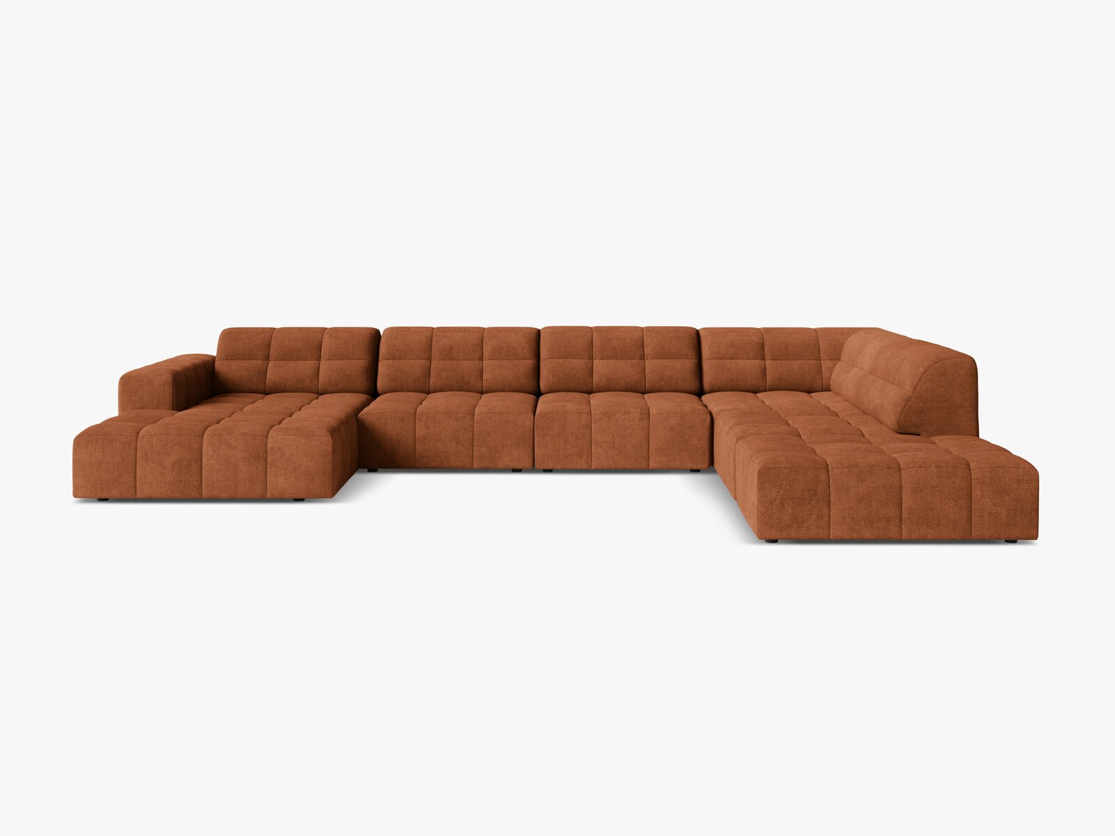 Micadoni Panorama Ecksofa Jennifer 7-Sitzer Chenille Eden Ziegel Rechts