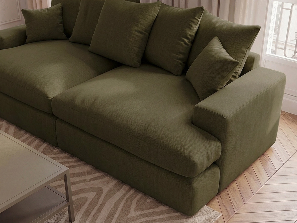 Bobochic Nevada Sofa 3-Sitzer 226 × 150 cm Stoff Grün