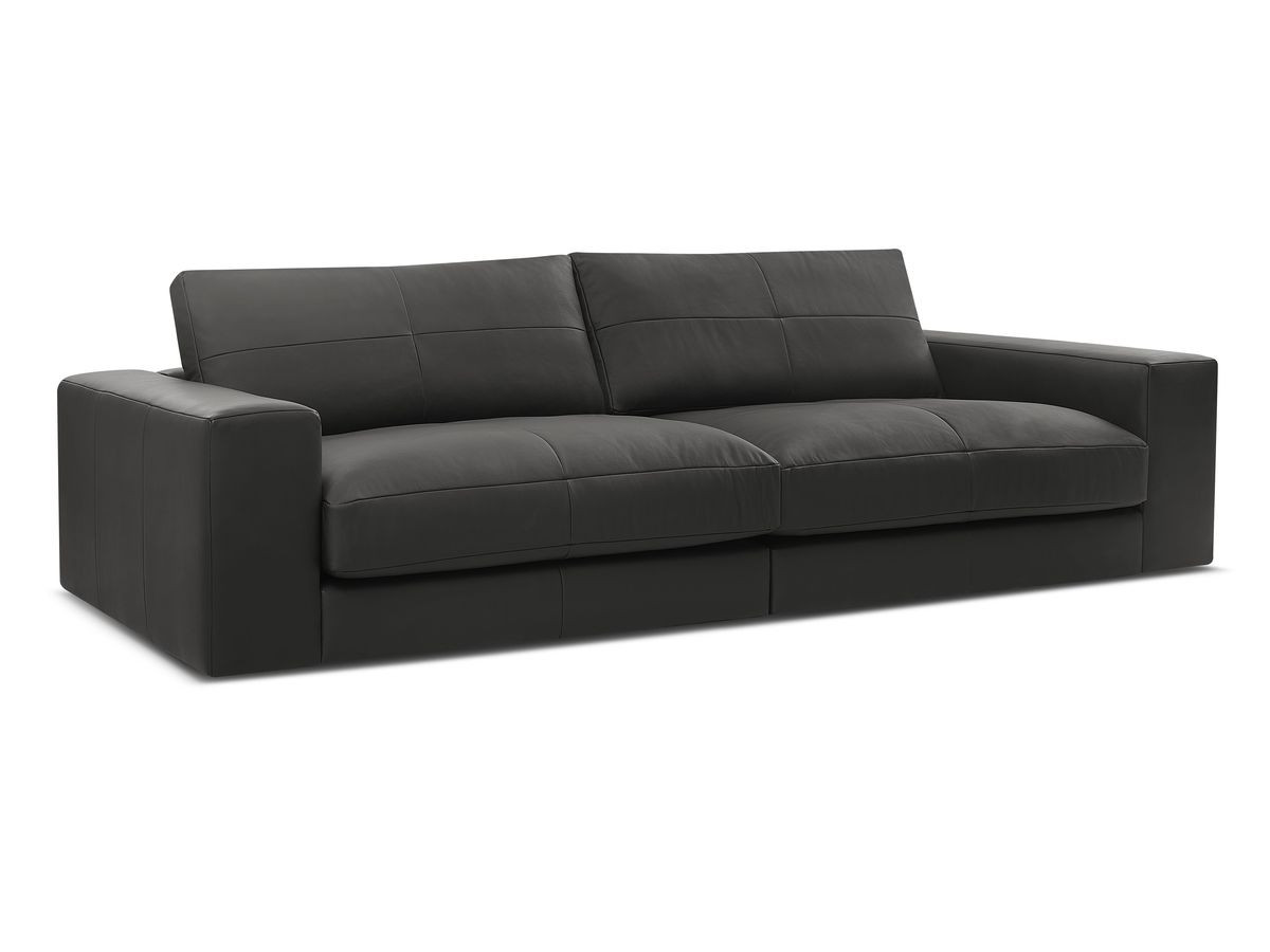 Bobochic Leonard Sofa 3-Sitzer 274 × 109 cm Leder Schwarz