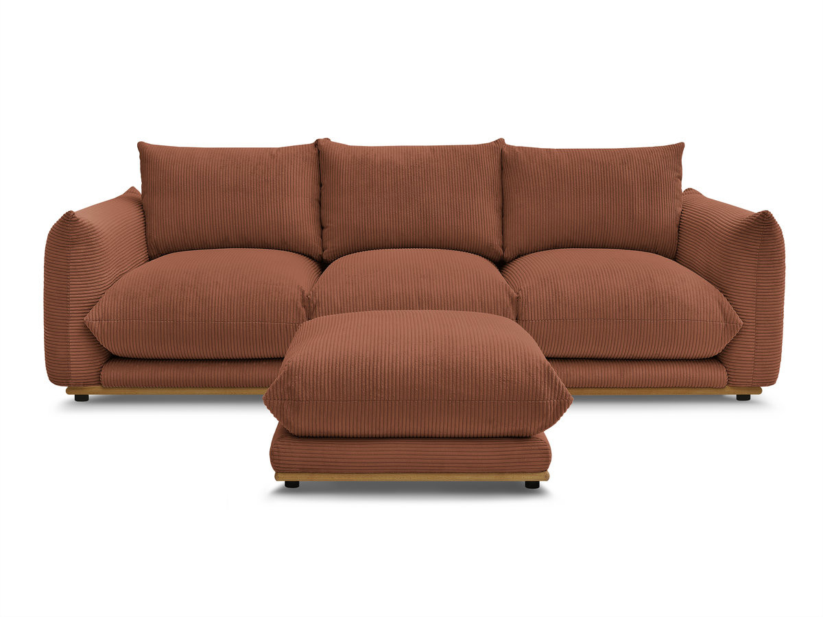 Bobochic Ernest Sofa 3-Sitzer mit Pouf 266 × 106 cm Cordsamt Orange