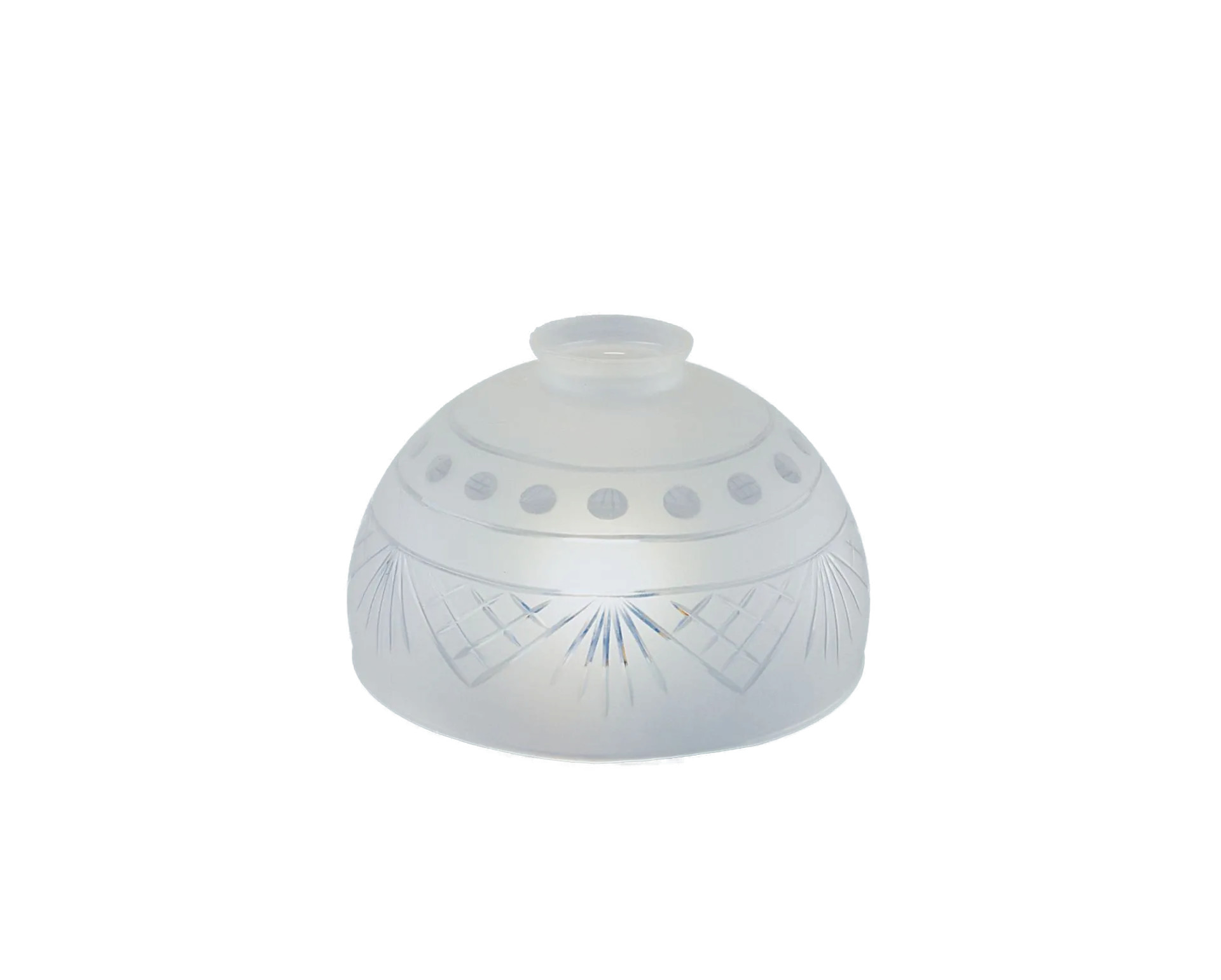 Berliner Messinglampen Glasschirm Nr. 60 Halbkugelform, Kristallglas matt mit Schliff