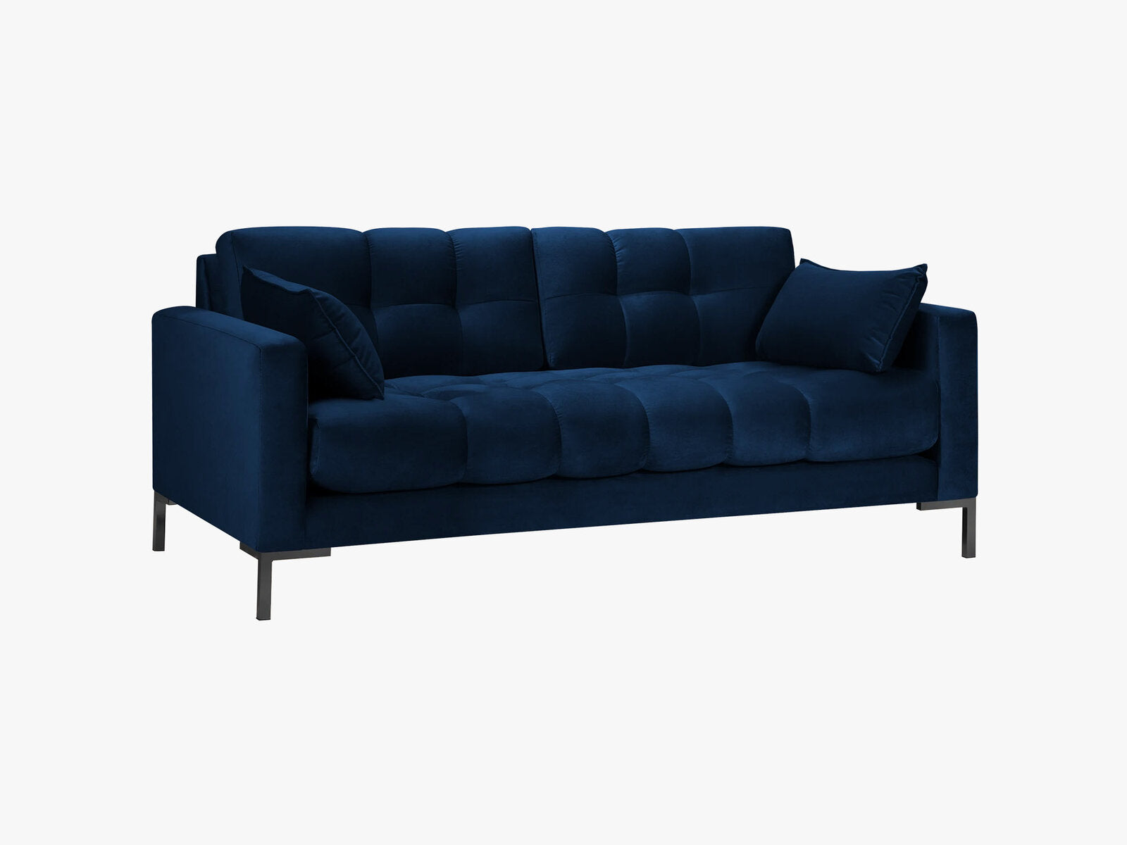 Micadoni Sofa Mamaia 2-Sitzer Samt Bluvel Königsblau schwarze Beine