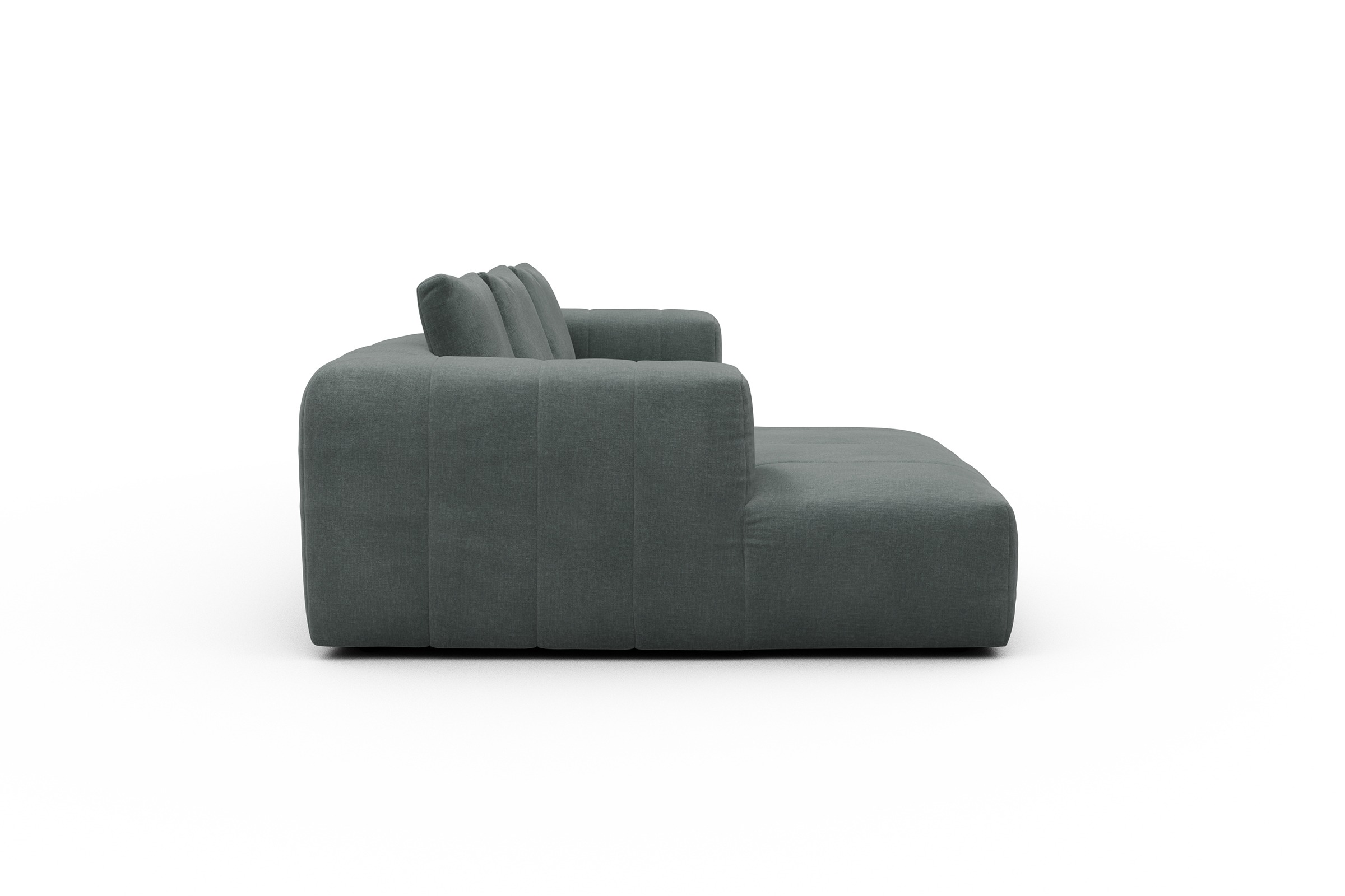 Ecksofa Hugo 2,5-Sitzer Armlehne rechts mit Chaiselongue Smooth-Silver-Grey