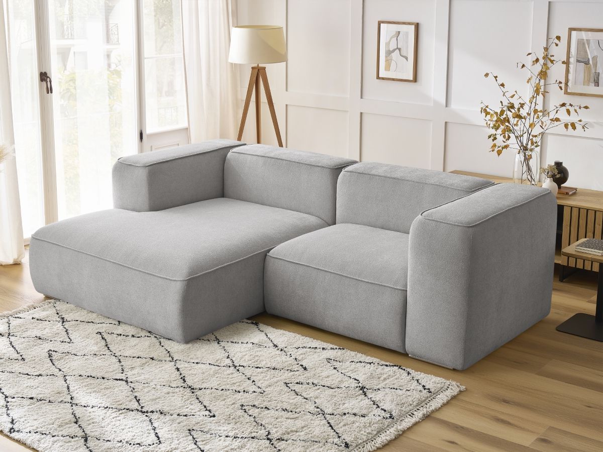 Bobochic Zephyr Ecksofa 260 × 165 cm Strukturstoff Hellgrau Ecke links