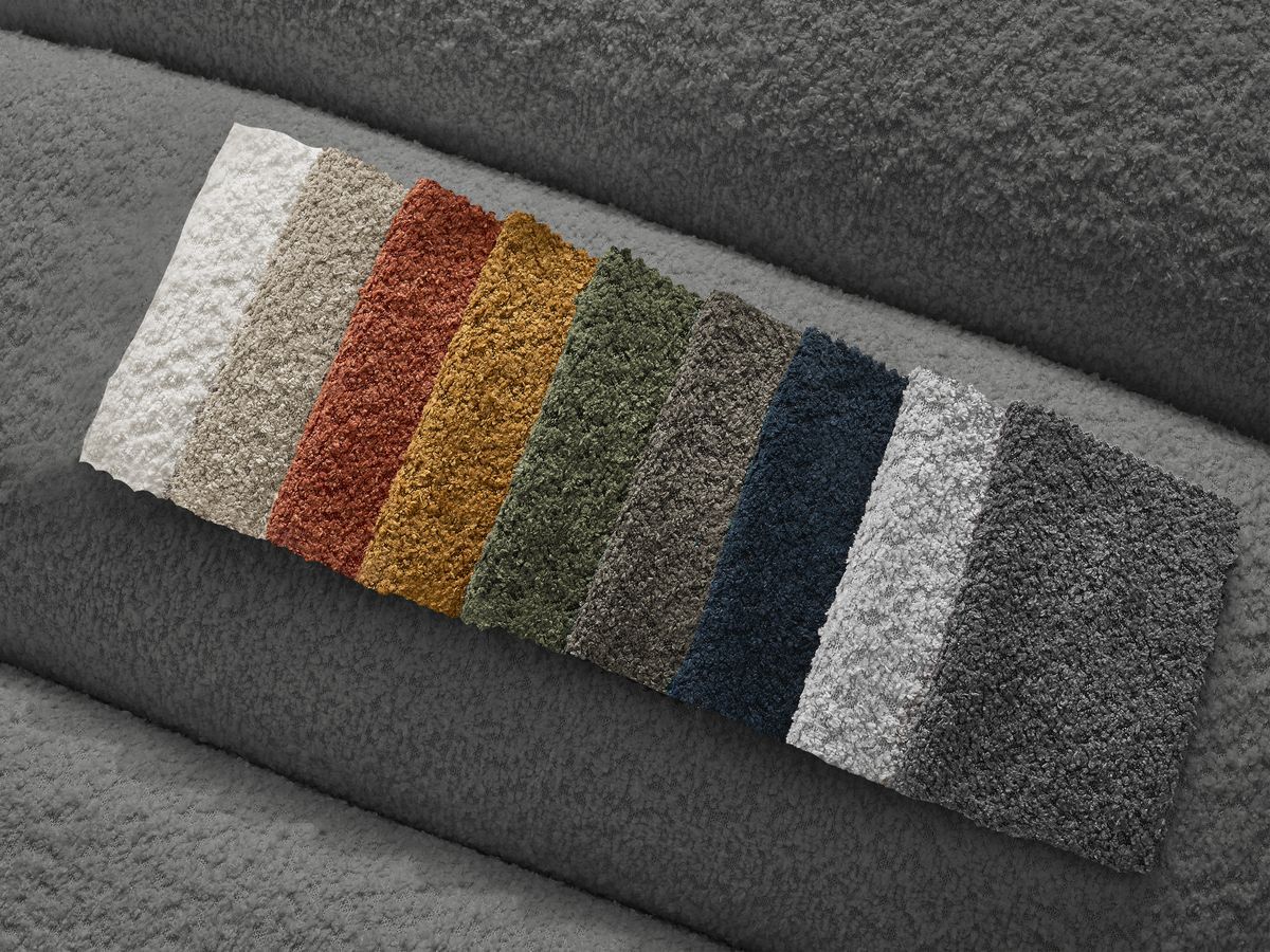 Bobochic Talia Sofa 3-Sitzer mit Pouf Bouclé-Stoff Dunkelgrau