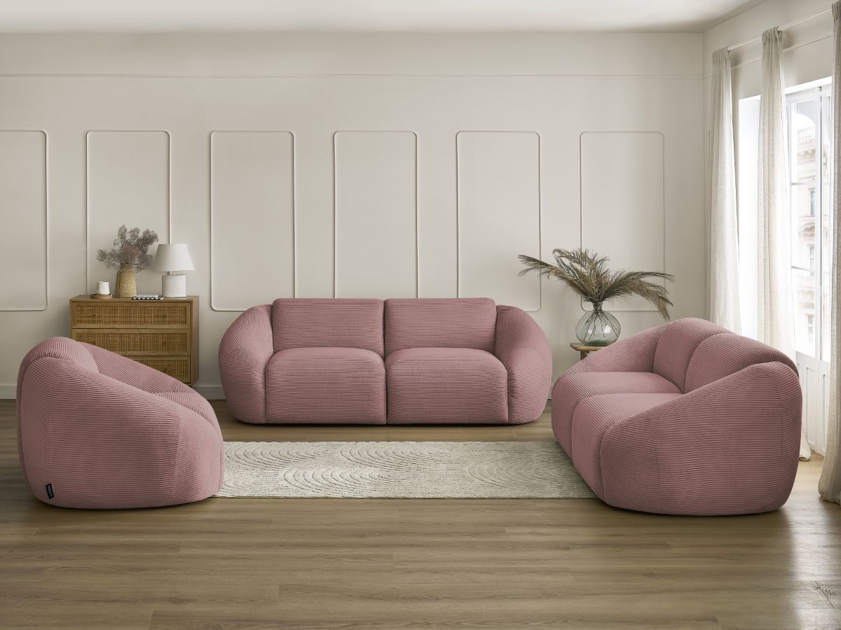 Bobochic Tina Sofa 6-Sitzer Cordsamt Rosa