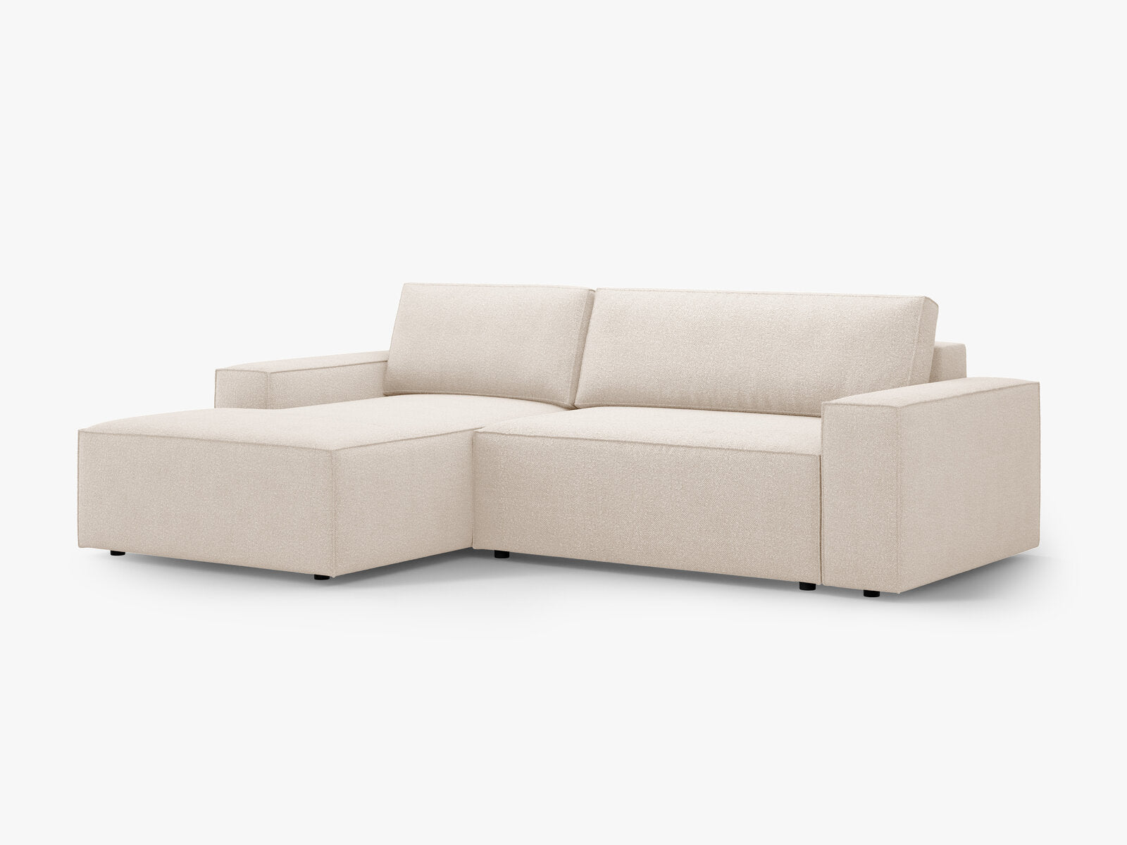 Micadoni Schlaf-Ecksofa Jodie 3-Sitzer Links Boucle Beige