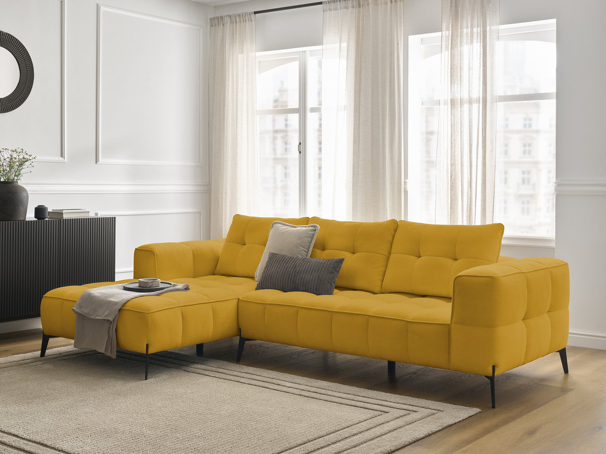 Bobochic Anis Ecksofa Strukturstoff Gelb Ecke links