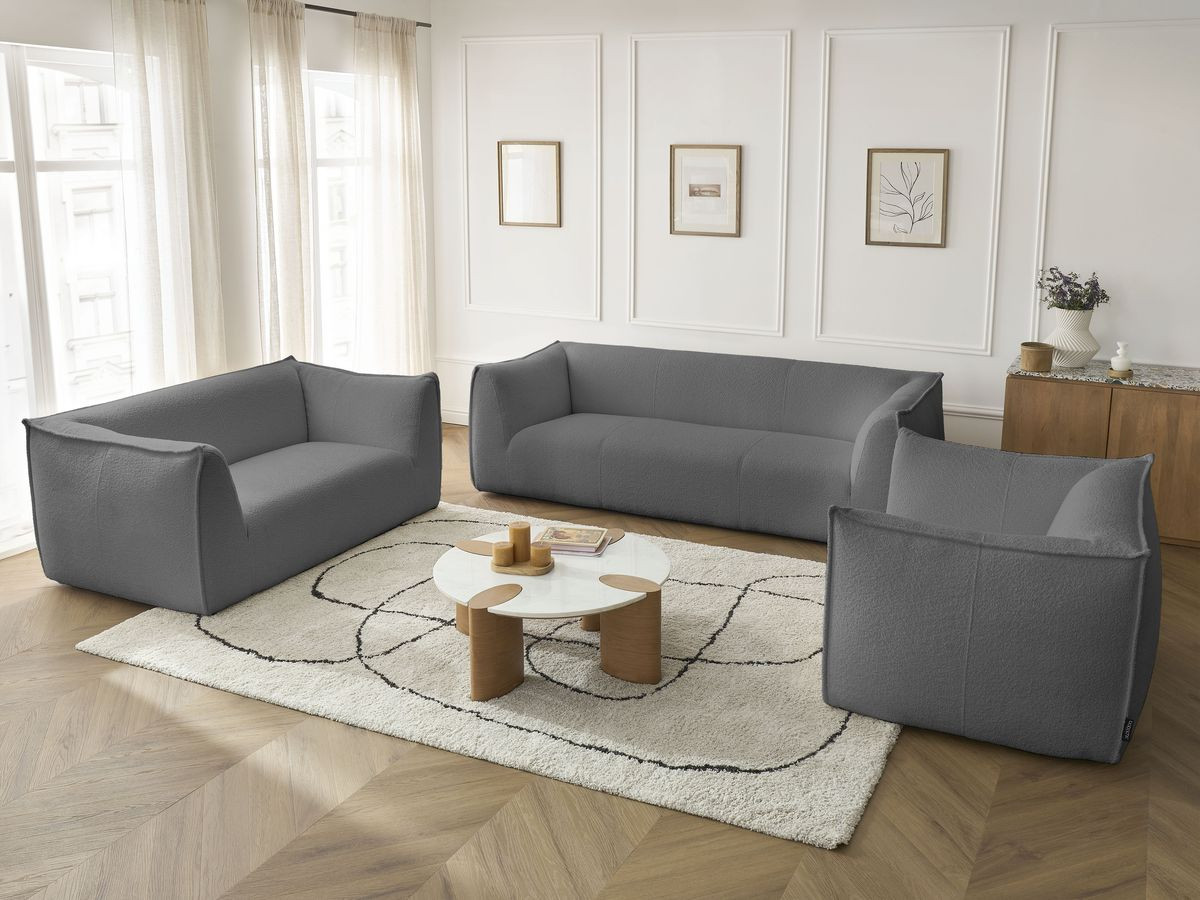 Bobochic Giorgia Sofa 5-Sitzer 534 × 100 cm Bouclé-Stoff Dunkelgrau