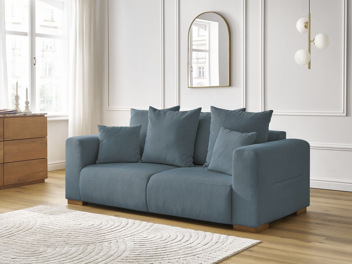 Bobochic Sidonie Sofa 2-Sitzer Cordsamt Dunkelblau