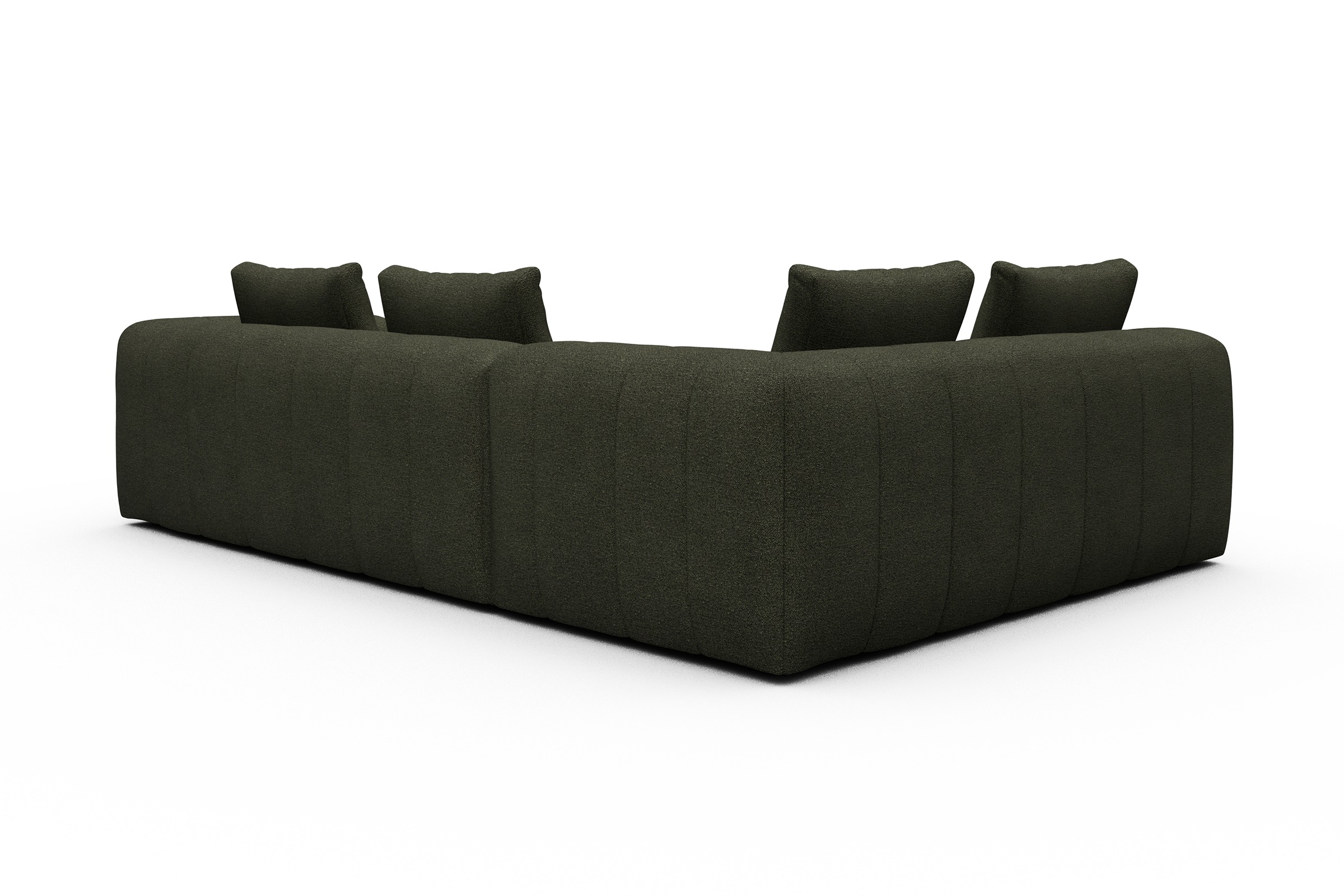 Ecksofa Hugo 2x 2,5-Sitzer Armlehne rechts Boucle-Forest-Green