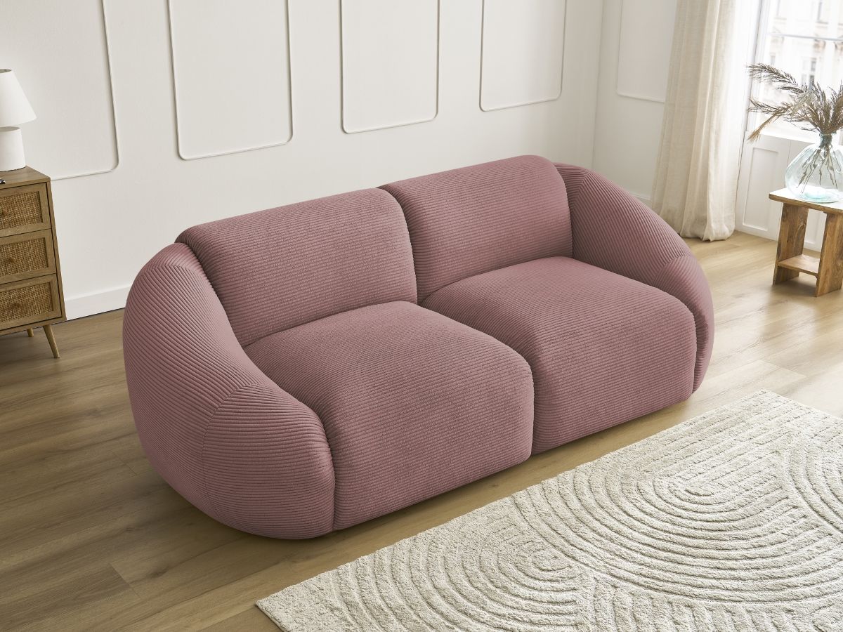 Bobochic Tina Sofa 2-Sitzer Cordsamt Rosa