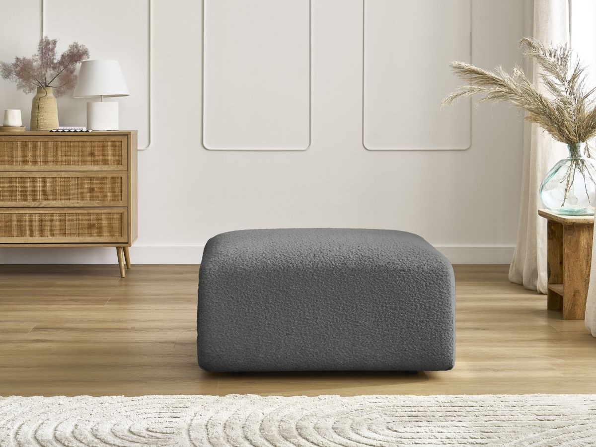 Bobochic Tina Pouf Bouclé-Stoff Dunkelgrau