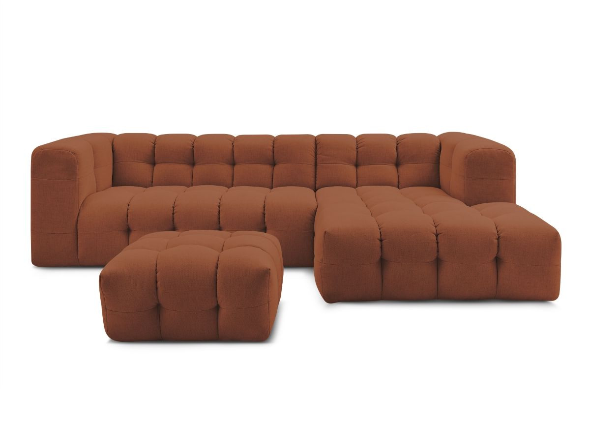 Bobochic Cloud Ecksofa mit Pouf 288 × 184 cm Stoff Orange Ecke rechts