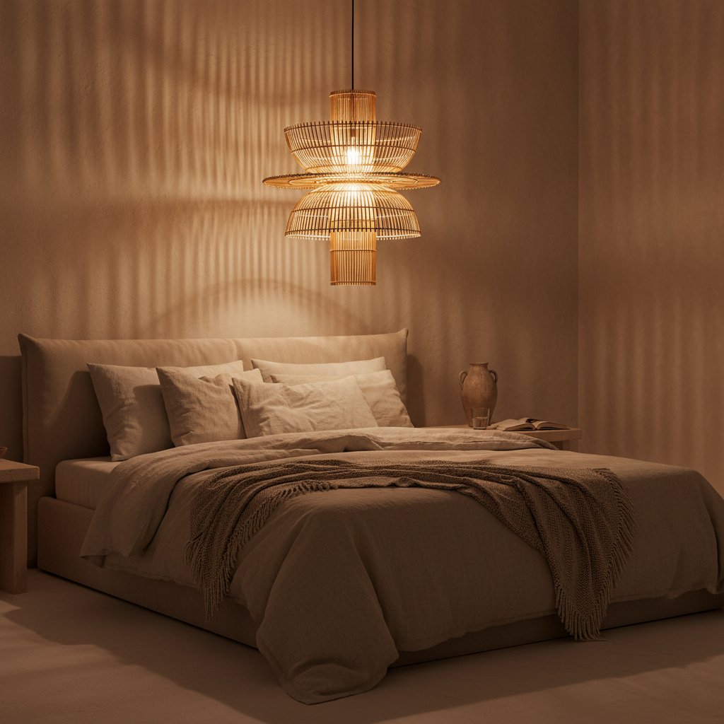 Raw Materials Pendelleuchte Rattan asymmetrisch