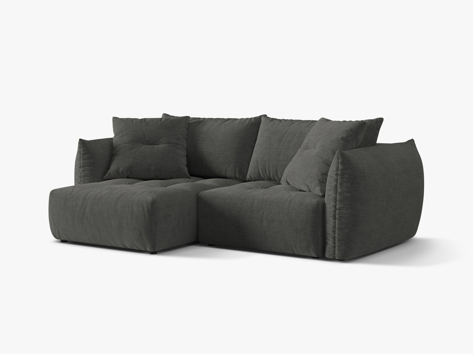 Micadoni Bloom Ecksofa 3-Sitzer mit Schlaffunktion Links Strukturierter Stoff Wind Dunkelgrau