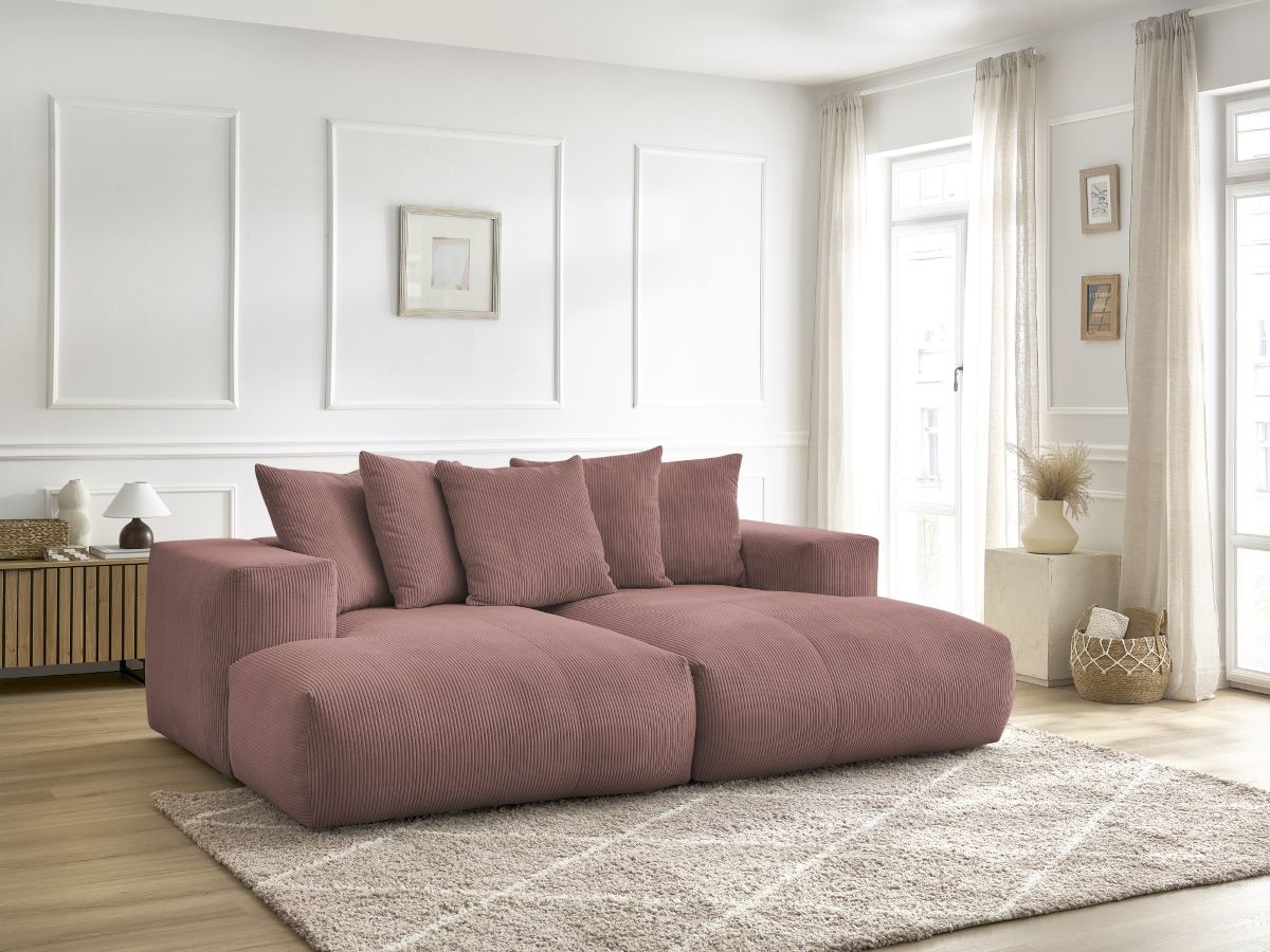 Bobochic Voltaire Sofa 4-Sitzer 248 × 170 cm Cordsamt Rosa