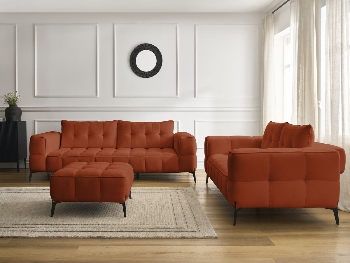Bobochic Anis Sofa-Set 3- und 2-Sitzer mit Pouf Strukturstoff Orange