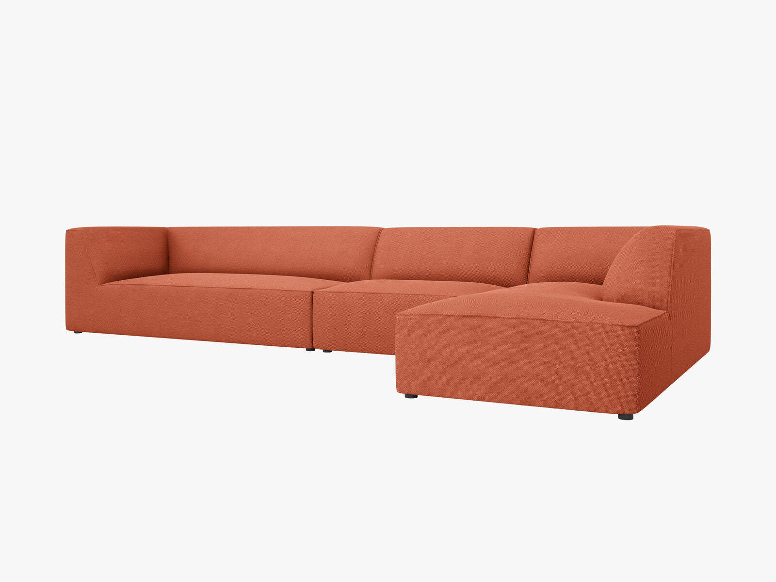 Micadoni Ecksofa Ruby 5-Sitzer Rechts Strukturierter Stoff Koralle