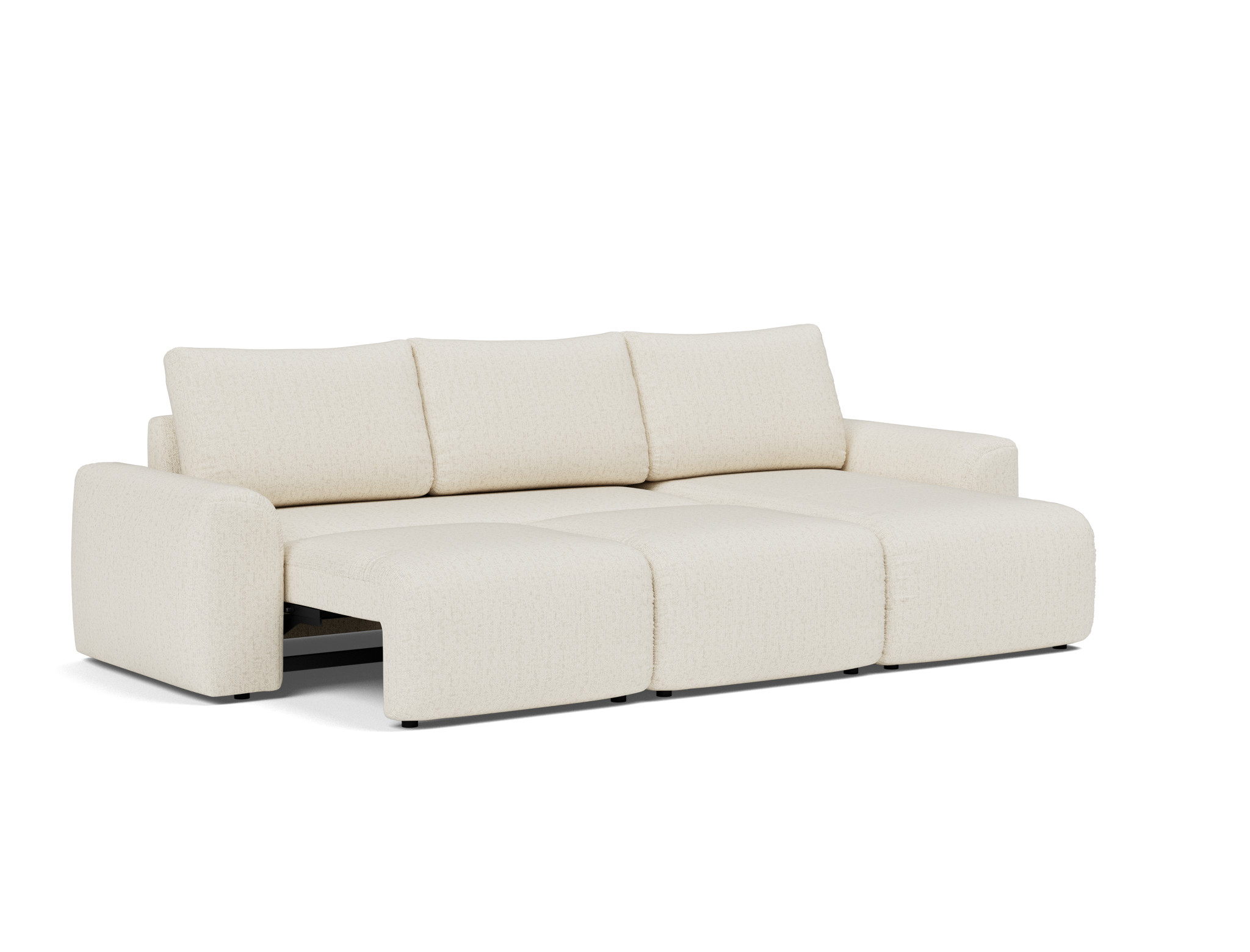 Schlafsofa Norum mit Chaiselongue und Chunky-Armlehnen Boucle Skandi 531-Off-White