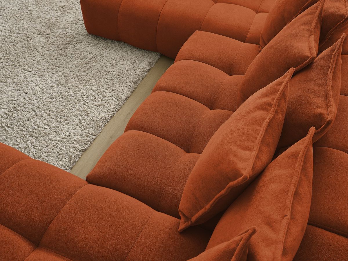Bobochic Everest Wohnlandschaft, 14 Kissen Strukturstoff Orange Ecke rechts