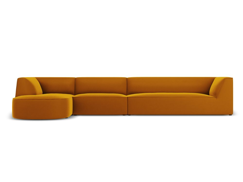 Cosmopolitan Design Ecksofa Siena 5-Sitzer abgerundet Samt Salvador Gelb Links