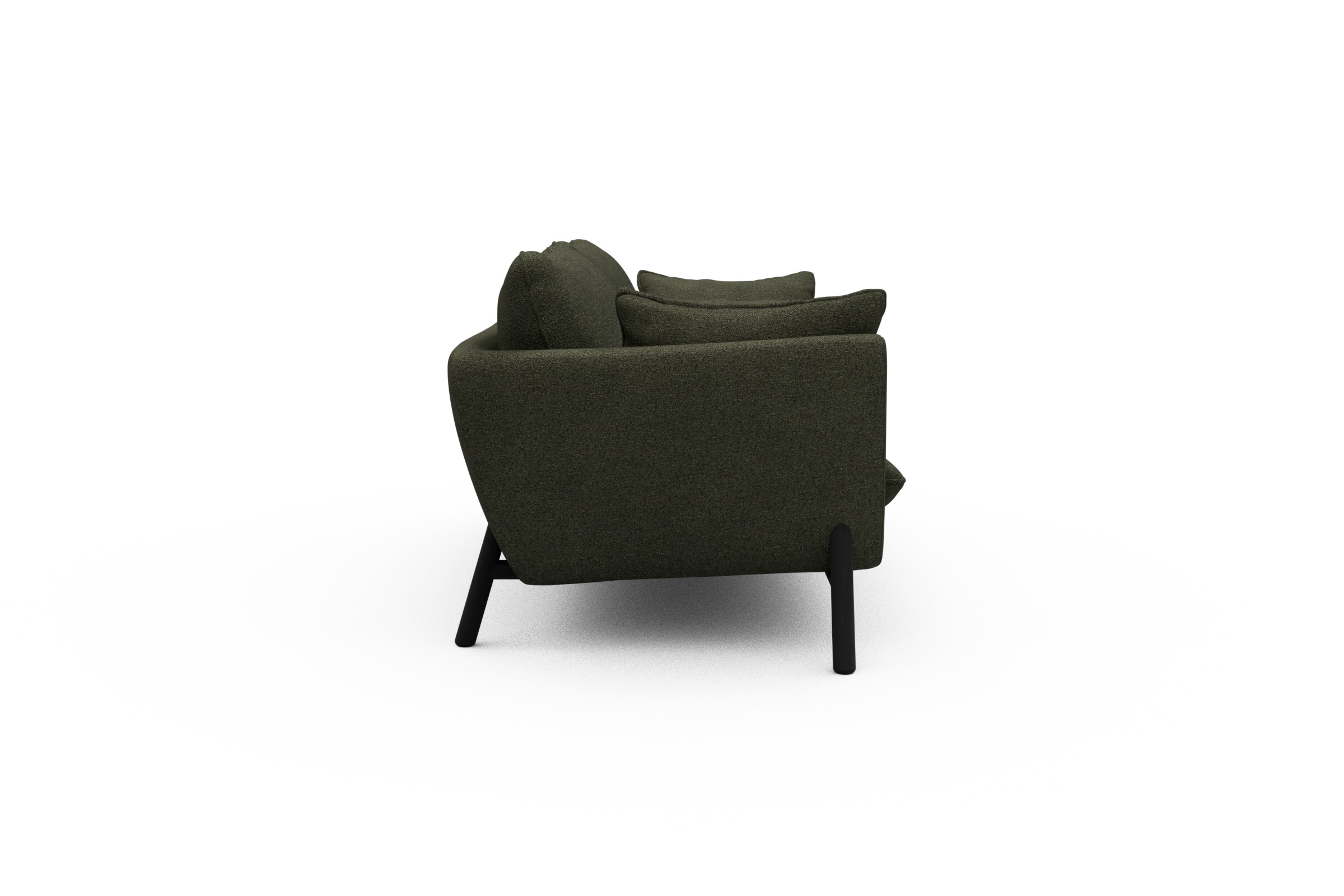 Sofa Emil 2-Sitzer Beinfarbe Eiche Schwarz Boucle-Forest-Green