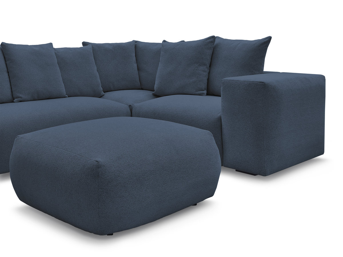 Bobochic Voltaire Ecksofa mit Pouf 268 × 214 cm Melange-Stoff Dunkelblau Ecke rechts