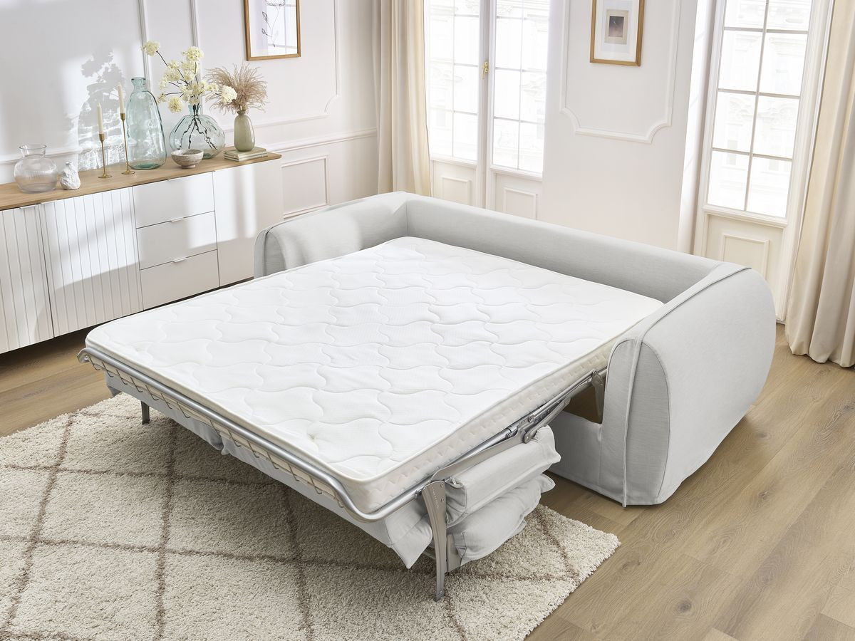 Bobochic Archimede Schlafsofa 3-Sitzer Stoff Hellgrau, Liegefläche 160 × 194 cm