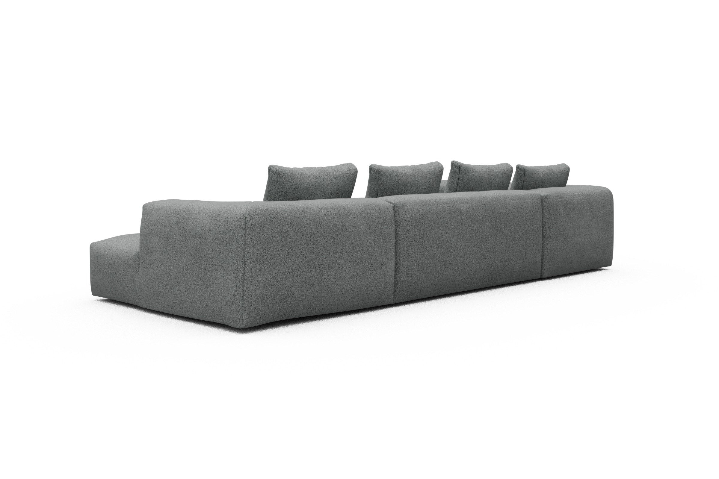 Wohnlandschaft Fred Chaiselongue rechts mit 2-Sitzer und lange Armlehne links Aivi-Gravet-Grey