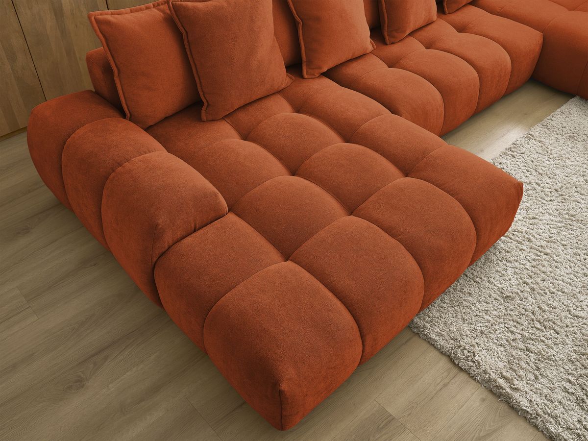 Bobochic Everest Wohnlandschaft, 14 Kissen Strukturstoff Orange Ecke links