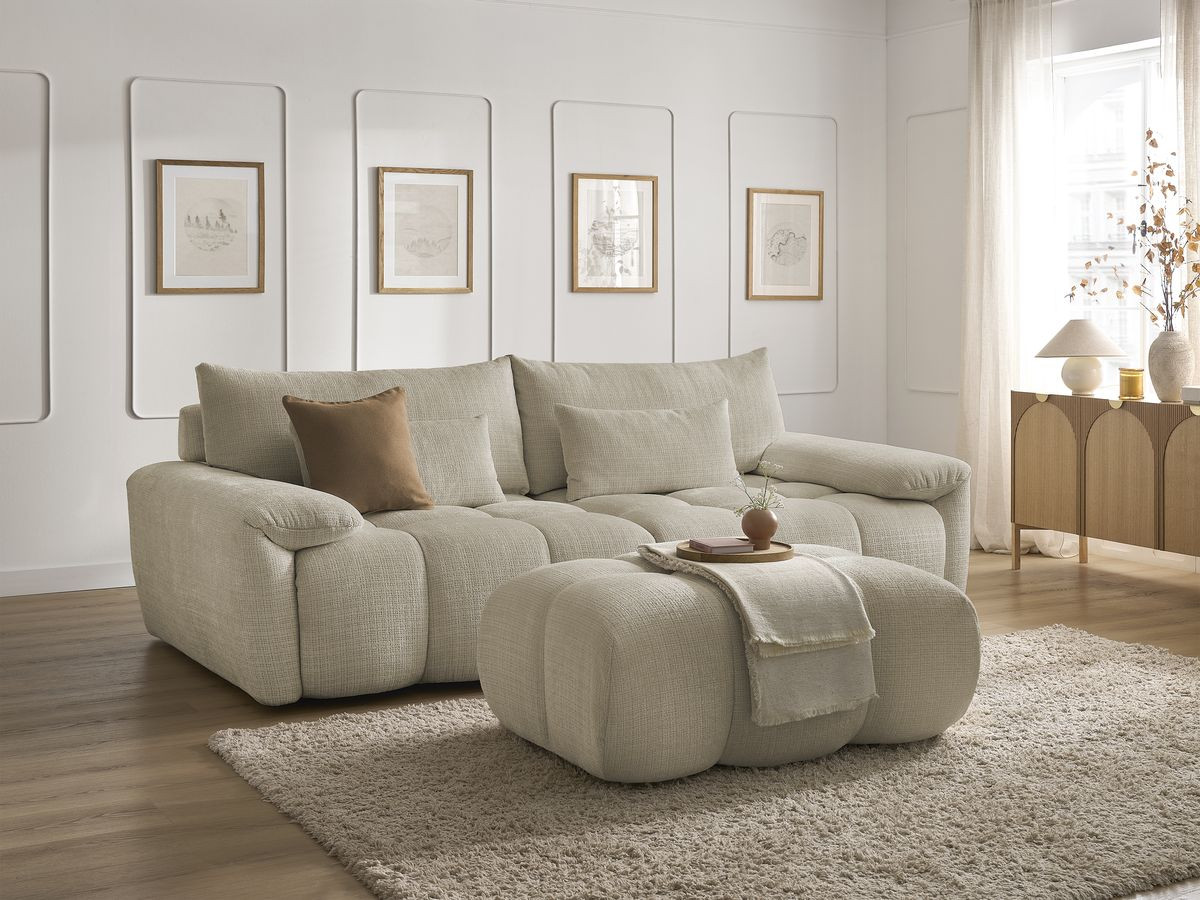 Bobochic Ivane Sofa 4-Sitzer Strukturstoff Beige