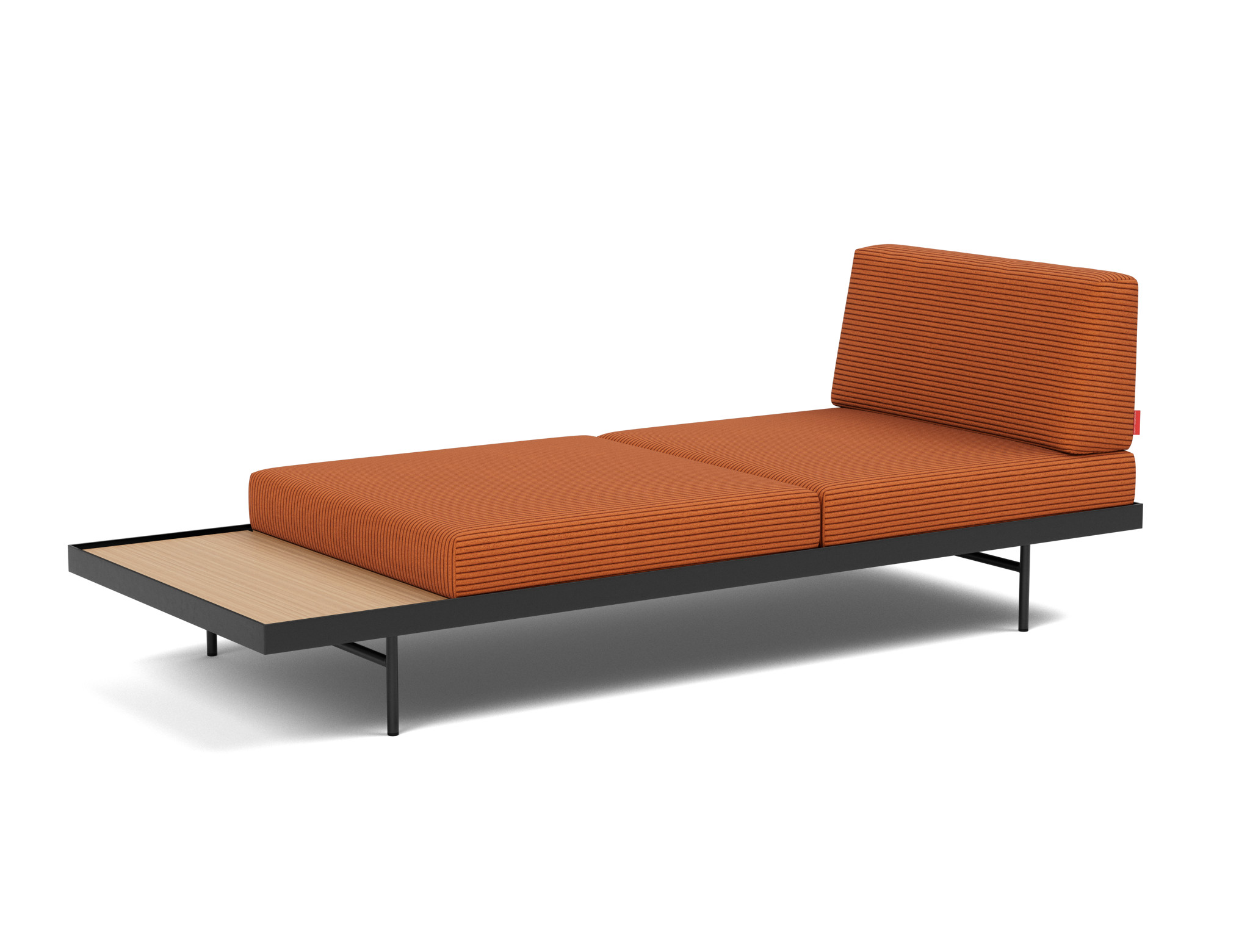 Tagesbett Puri Kord Corduroy 595-Burnt-Orange Beine mit Eichentisch