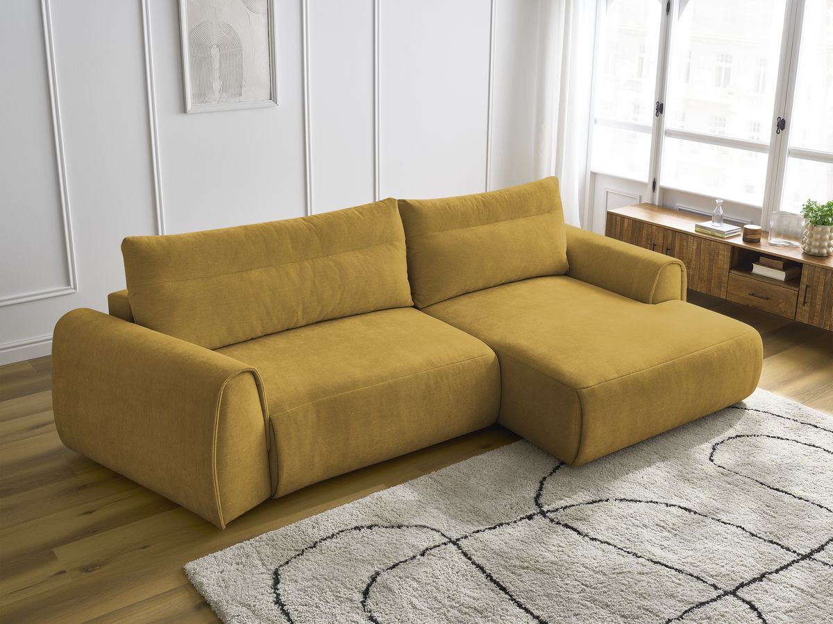 Bobochic Aden Ecksofa 293 × 152 cm Stoff Gelb Ecke rechts