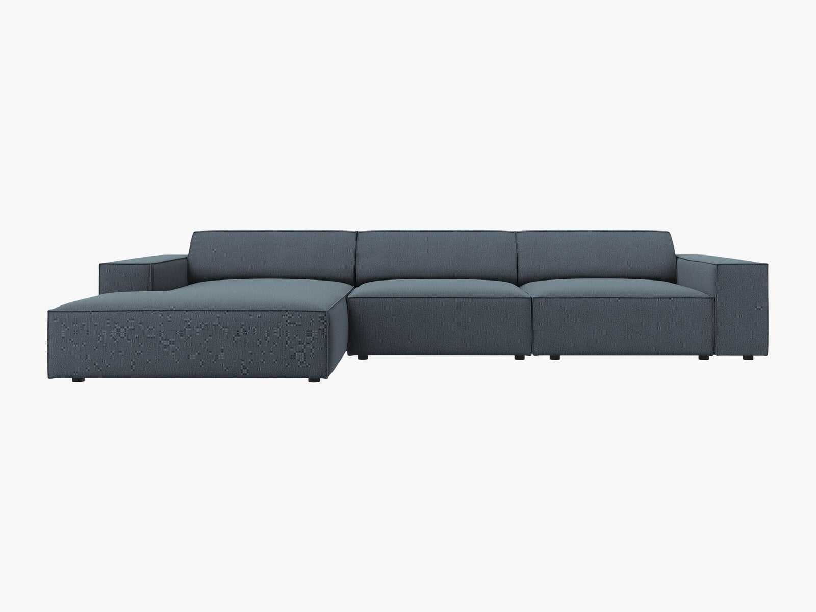 Micadoni Ecksofa Jodie 4-Sitzer Links Strukturierter Stoff Megan Blau