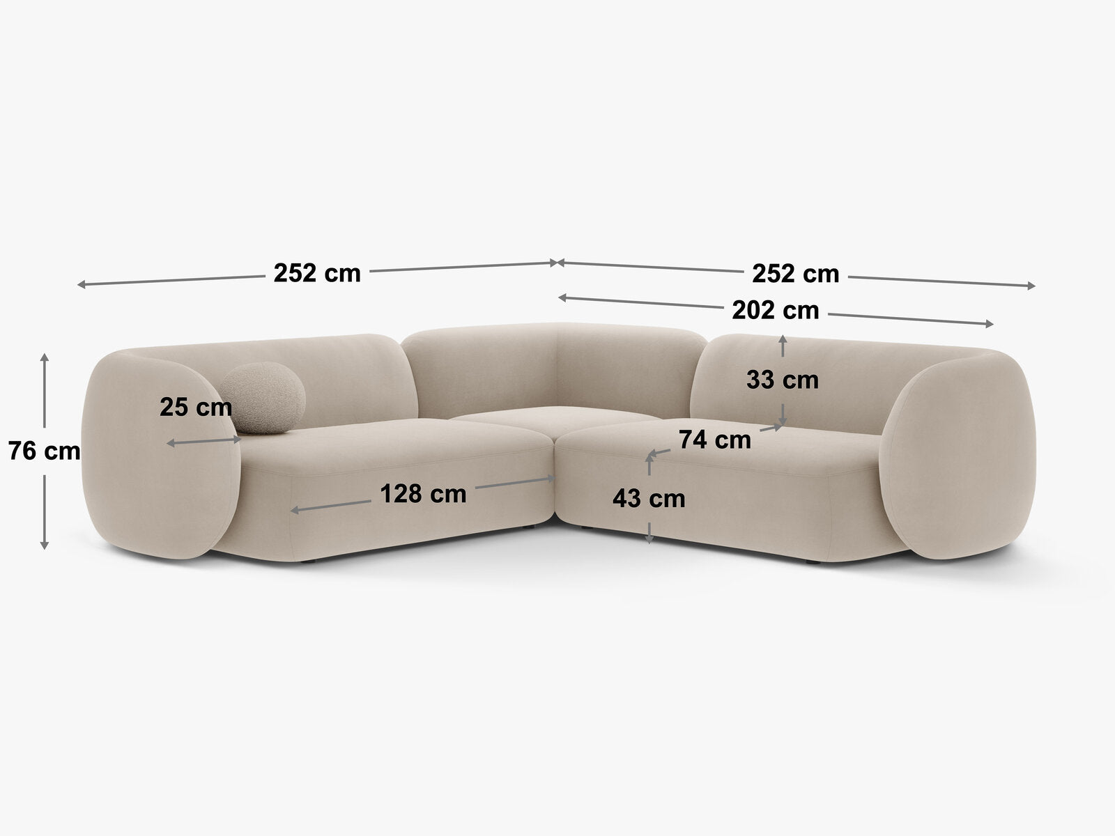 Micadoni Ecksofa Kate 5-Sitzer Samt Rosa