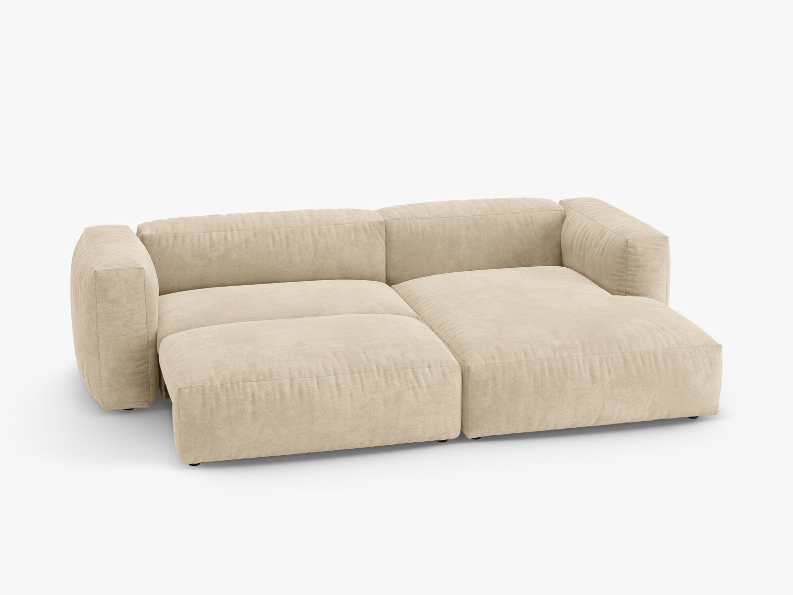 Micadoni Martina Ecksofa 4-Sitzer mit Schlaffunktion Rechts Samt Vogue Helles Beige