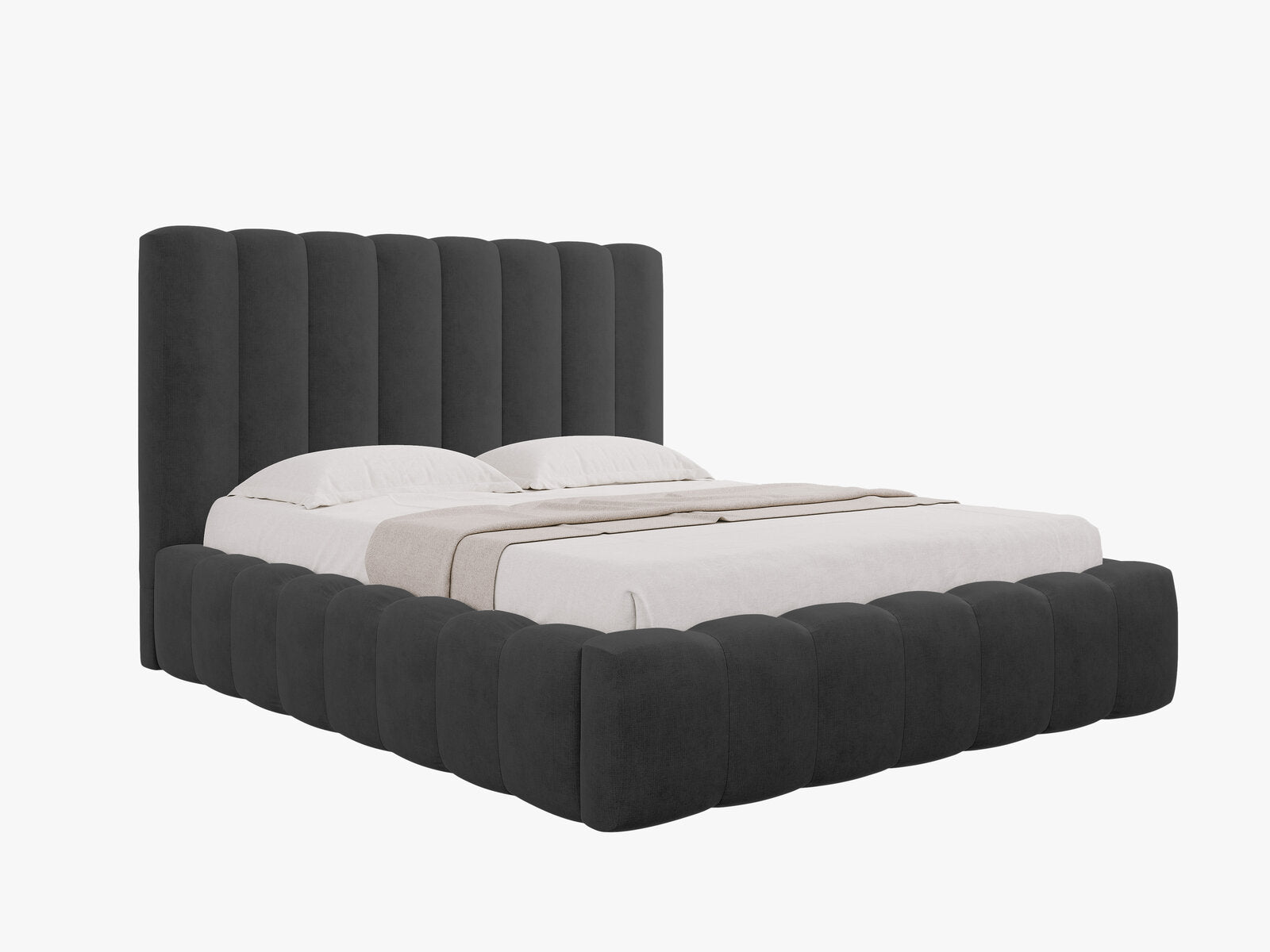 Micadoni Bett Kelp Strukturierter Stoff Moly Anthrazit 140x200