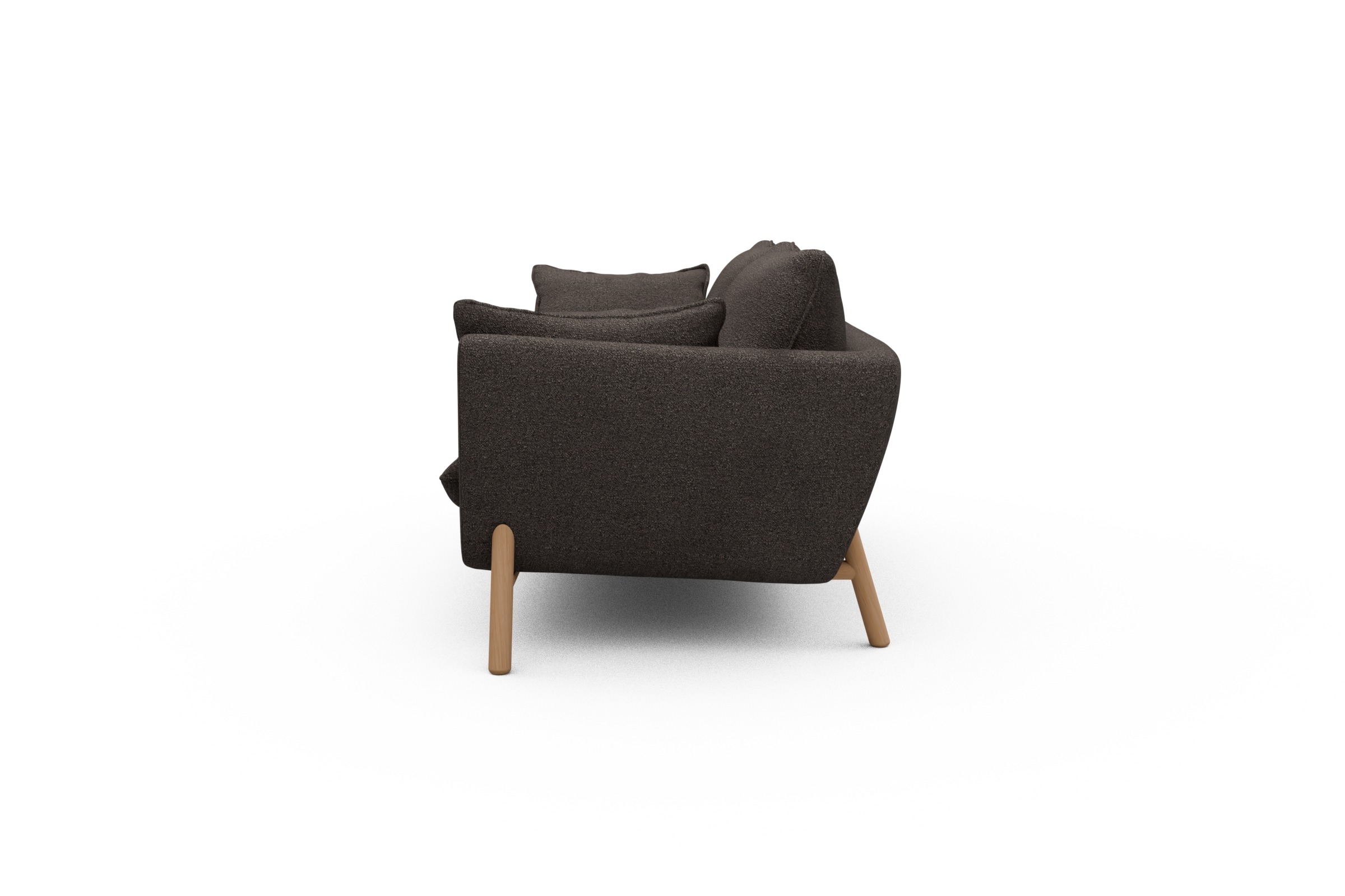 Sofa Emil 2-Sitzer Beinfarbe Eiche Natur Boucle-Taupe