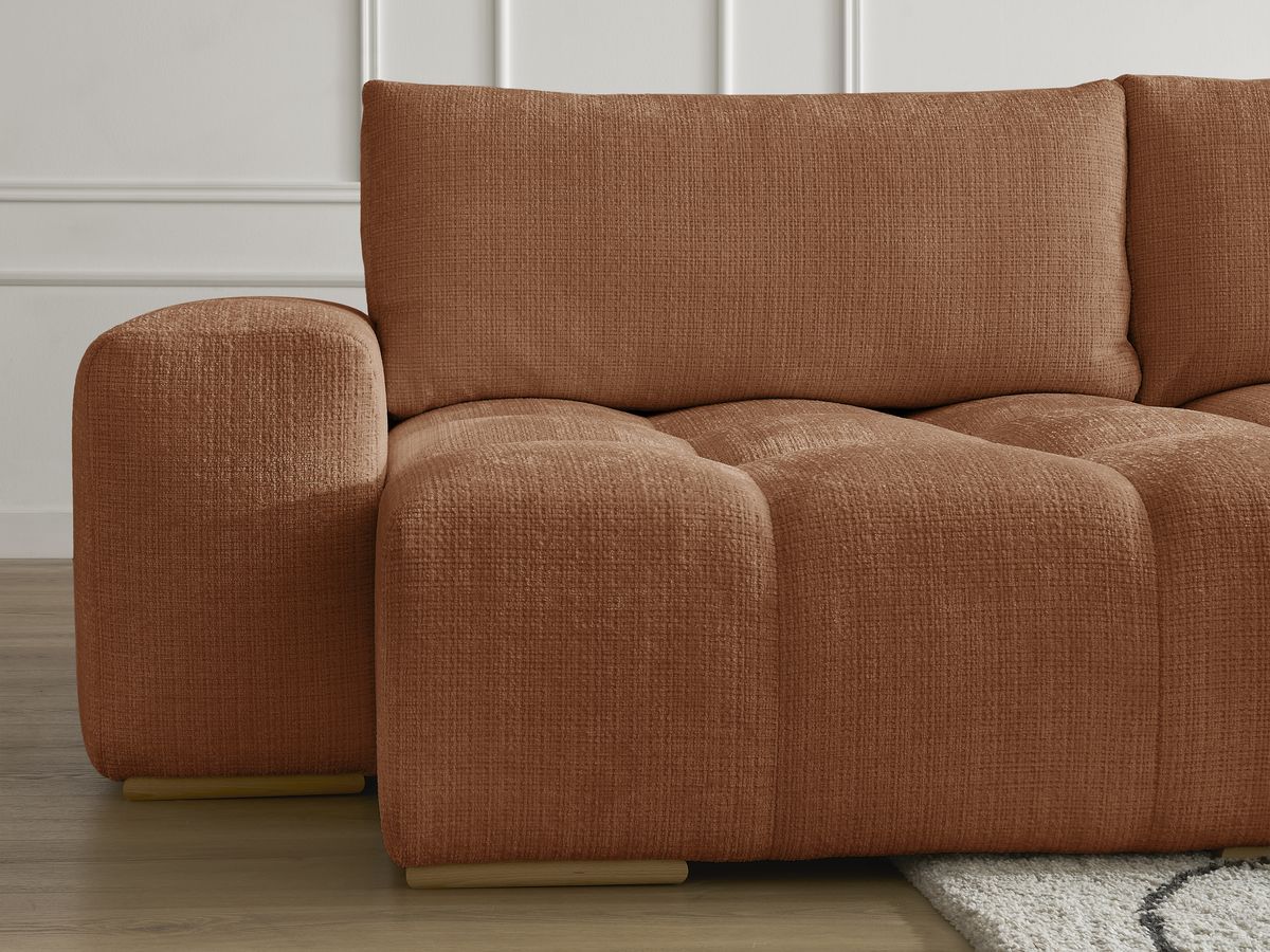 Bobochic Anakin Wohnlandschaft, Liegefläche 137 × 382 cm, 3 Kissen Strukturstoff Orange