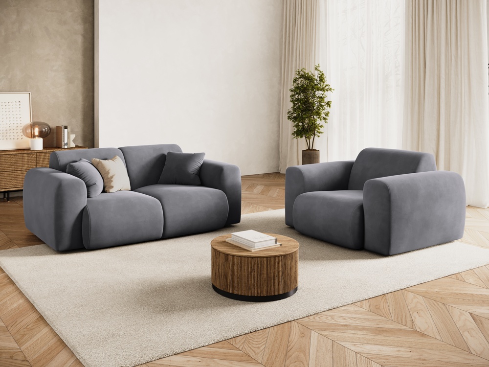 Cosmopolitan Design Sessel Nolio Samt Casino Dunkelgrau