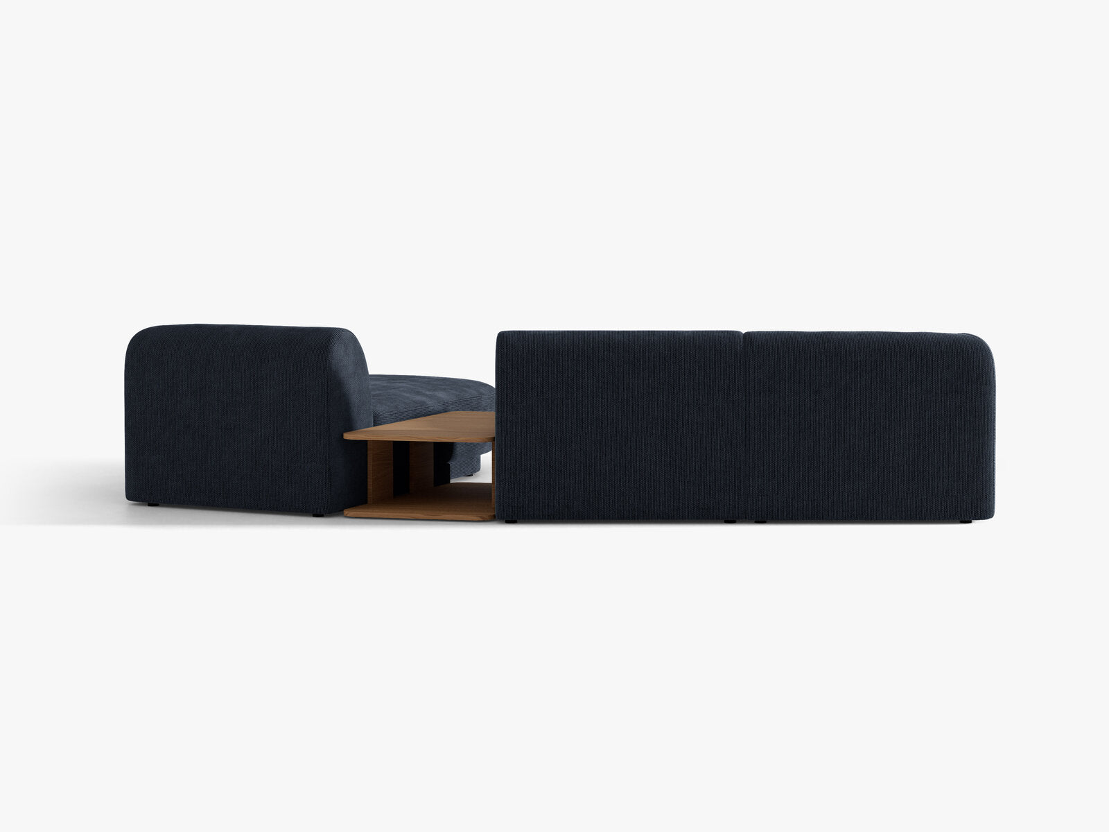Micadoni Modulares Sofa Miley mit Recamiere 3-Sitzer Rechts Chenille Eden Marineblau