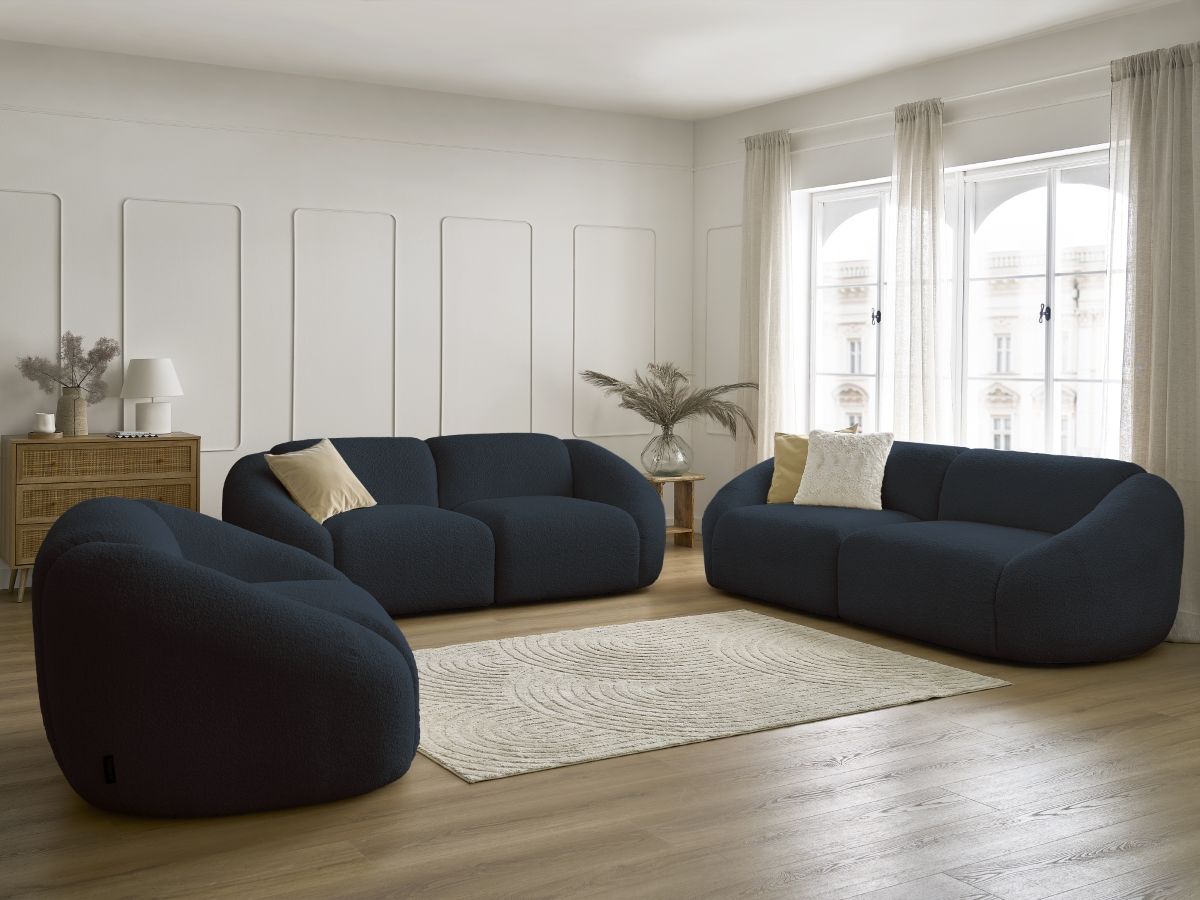 Bobochic Tina Sofa 6-Sitzer Bouclé-Stoff Dunkelblau