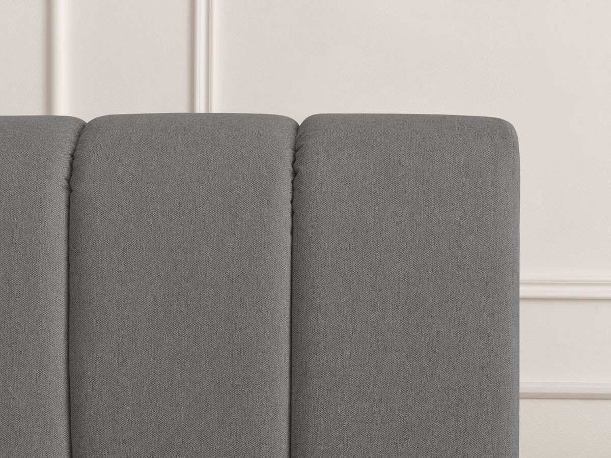 Bobochic Denali Polsterbett mit Bettkasten Stoff Dunkelgrau, Liegefläche 180 × 200 cm