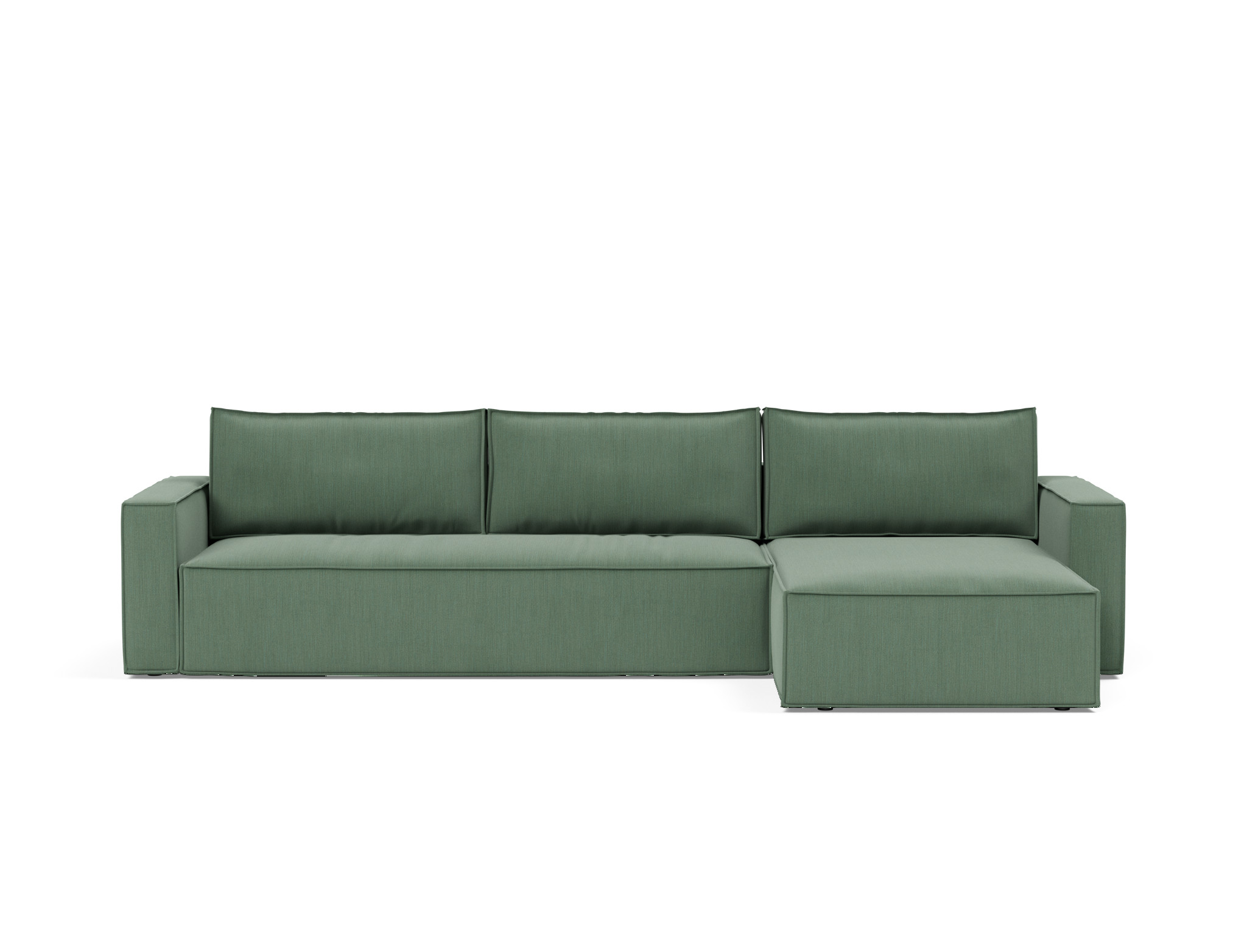 Schlafsofa Newilla mit Chaiselongue Flachgewebe Elegance 518-Green