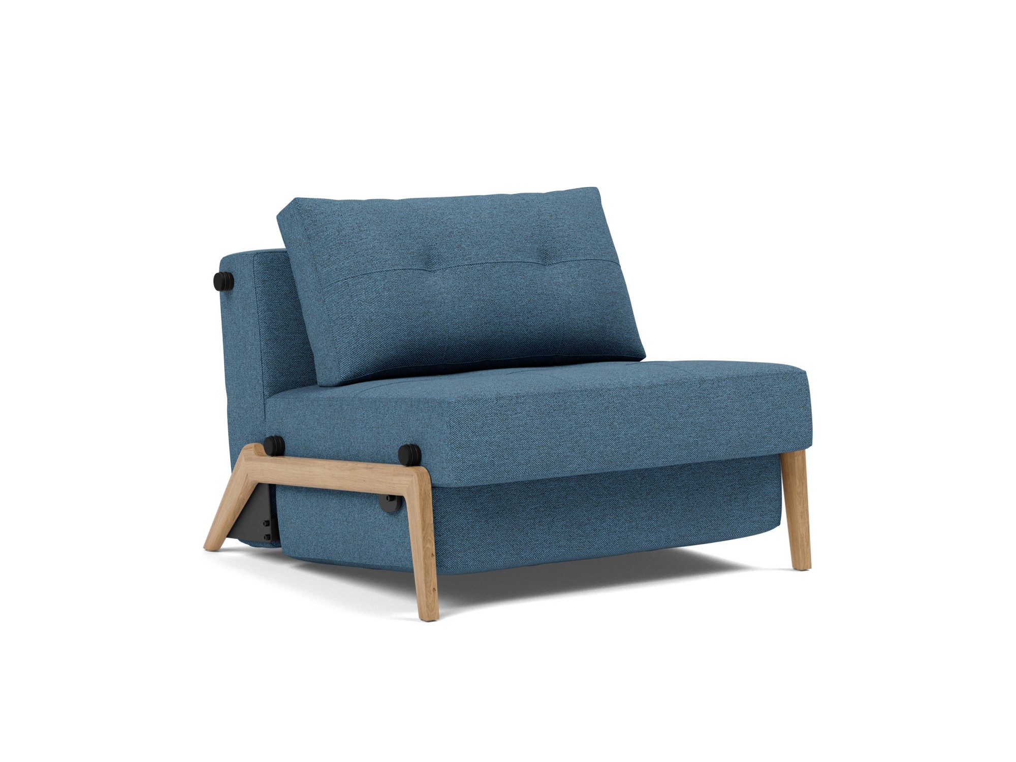 Schlafsessel Cubed 90 Strukturierter Stoff Weda 302-Weda-Blue Beine Eiche