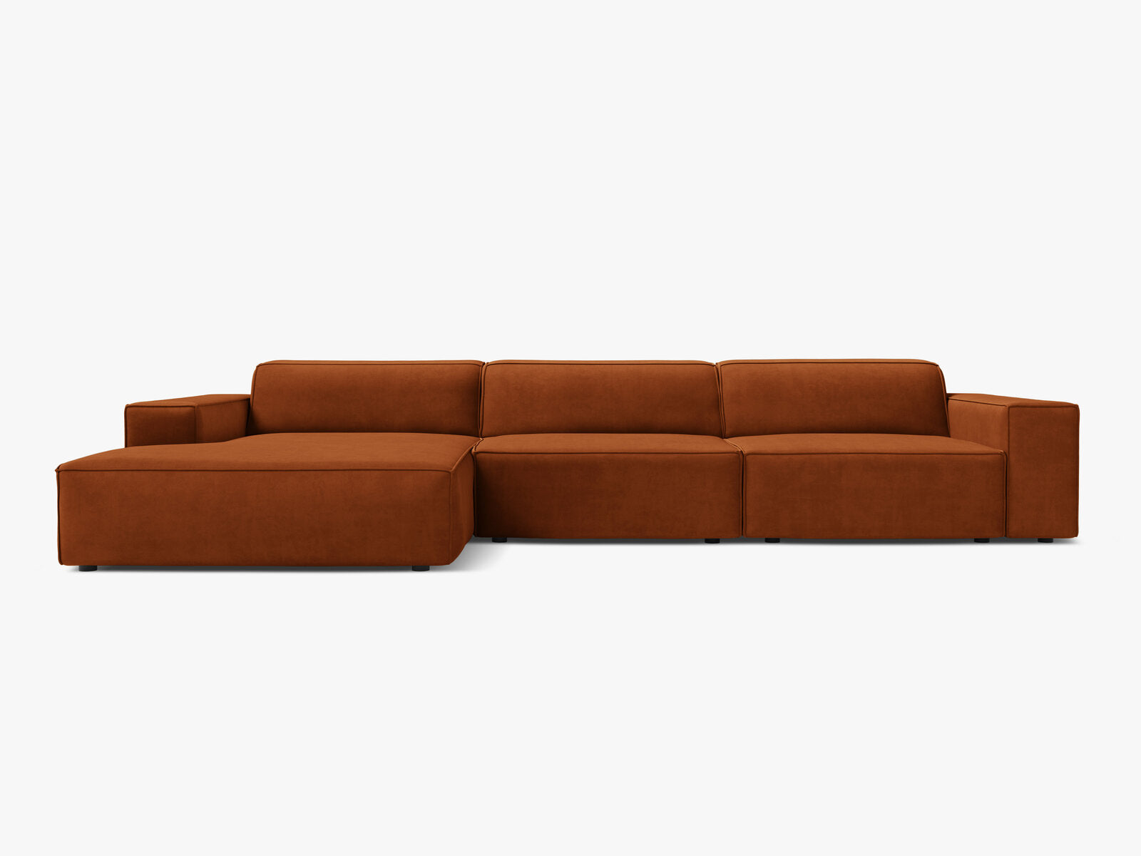 Micadoni Ecksofa Jodie 4-Sitzer Links Samt Bluvel Terrakotta