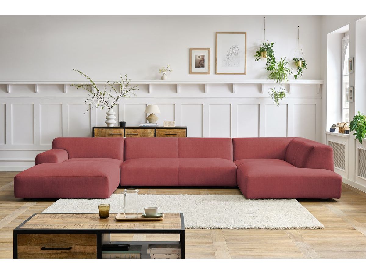 Bobochic Lavena Wohnlandschaft 399 × 220 cm Samt Orange Ecke links