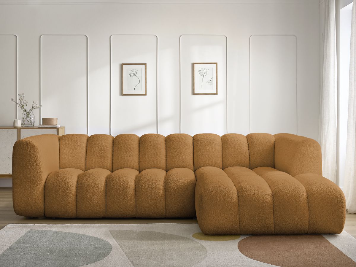 Bobochic Talia Ecksofa Bouclé-Stoff Gelb Ecke rechts